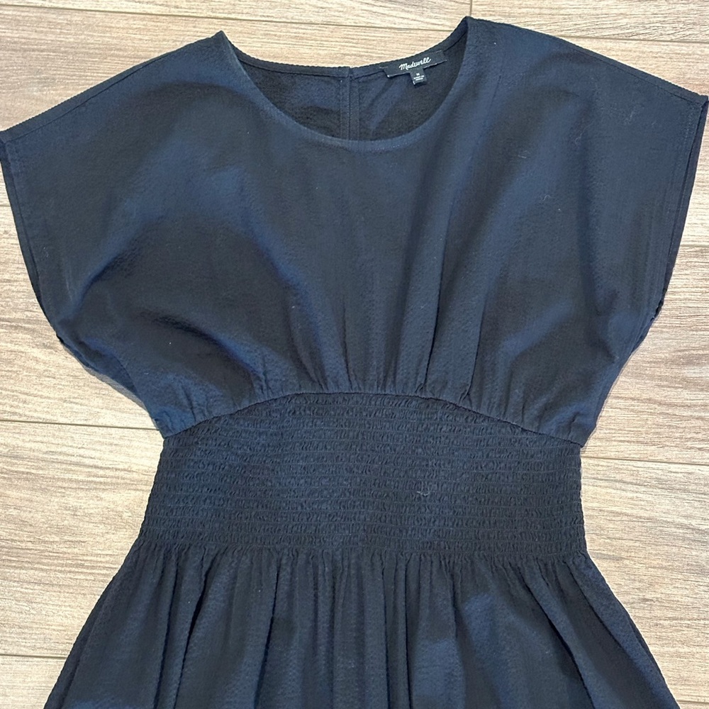Madewell Black Smocked-Waist Maxi Dress with Cap Sleeves - Picture 9 of 13